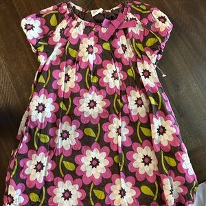 Mini Boden Purple/brown Floral Fall Dress 5-6Y